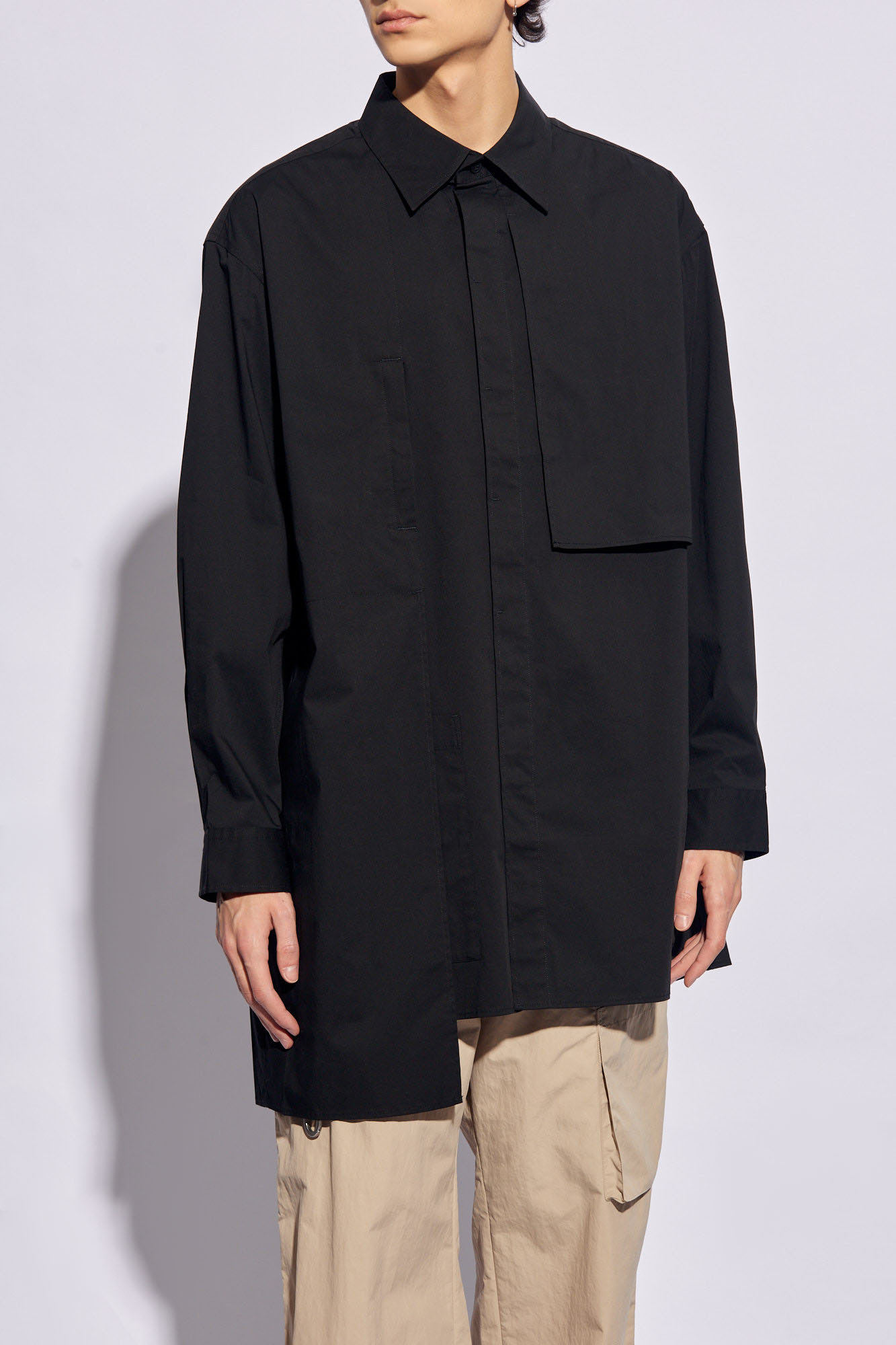 Y-3 Yohji Yamamoto ボタン付きネイビーカットソー S WIDE TWILL R-4 POCKET 3 BUTTON JKT(S Black): Vintage 1.2